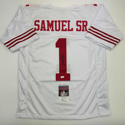 Autographed/Signed Deebo Samuel Sr. #1 San Francisco White Jersey JSA COA