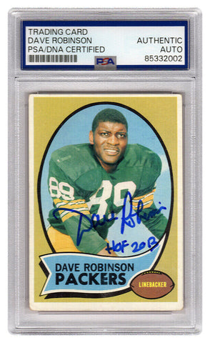 Dave Robinson Signed Packers 1970 Topps Card #102 w/HOF 2013 -(PSA Encapsulated)