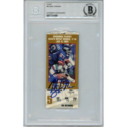 Michael Strahan Autographed New York Giants 1/9/94 Ticket Stub Beckett 46068