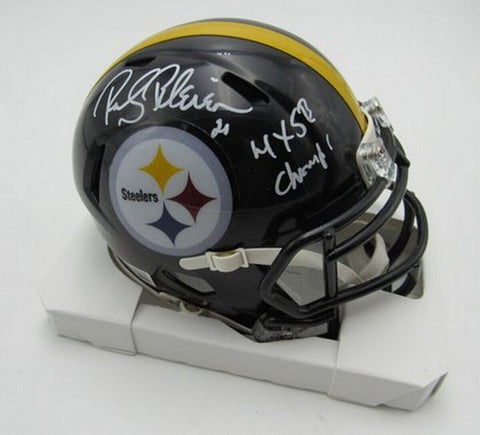 Rocky Bleier HOF Signed/Inscr Black Mini Helmet Steelers Becket Witness 191560