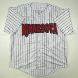 Autographed/Signed JUSTIN MORNEAU Minnesota Pinstripe Baseball Jersey JSA COA