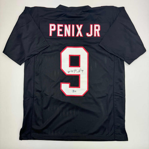 Autographed/Signed Michael Penix Jr. Atlanta Black Football Jersey Beckett COA