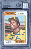 Padres Dave Winfield "HOF 2001" Signed 1974 Topps #456 Card Auto 10! BAS Slab 1