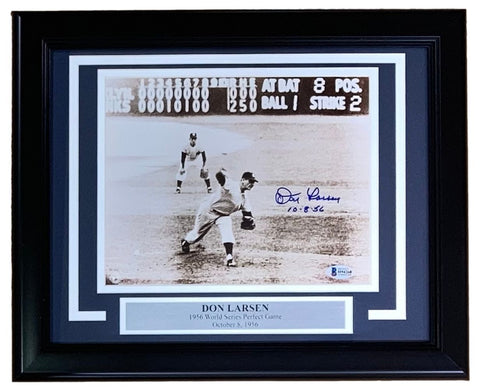 Don Larsen Signed Framed 8x10 New York Yankees Perfect Game Photo BAS