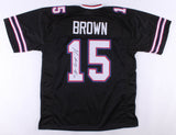 John "Smokey" Brown Signed Bills Black Jersey (JSA COA) Buffalo All Pro W.R.