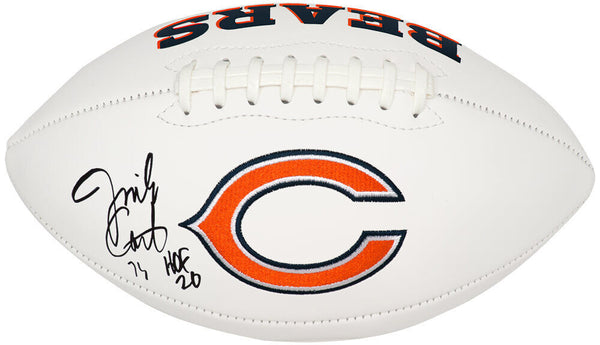 Jim Covert Signed Bears Jarden White Panel Football w/HOF20 - (SCHWARTZ COA)