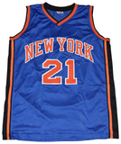 NEW YORK KNICKS CHARLIE WARD SIGNED #21 BLUE BASKETBALL JERSEY GTSM