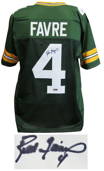 Brett Favre (PACKERS) Signed Green Custom Jersey (Favre Hologram / SCHWARTZ COA)