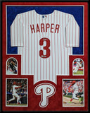 SUEDE FRAMED PHILADELPHIA PHILLIES BRYCE HARPER AUTOGRAPHED JERSEY FANATICS HOLO