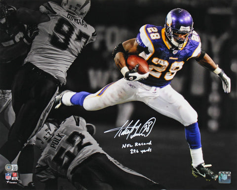 Vikings Adrian Peterson Signed 16x20 Horizontal Spotlight Photo BAS Witnessed