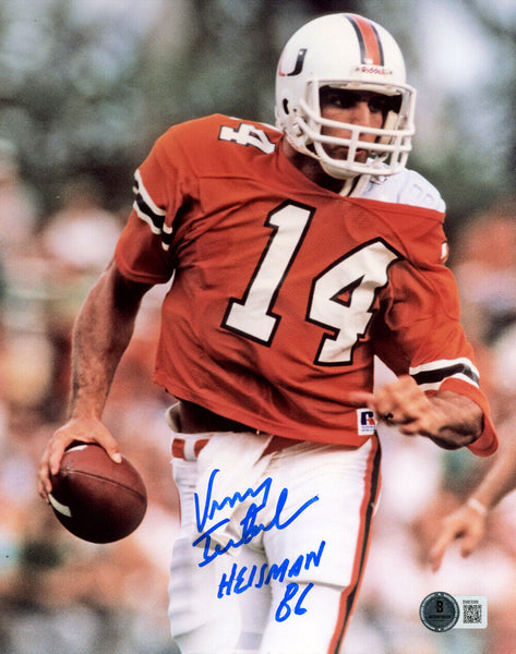 Vinny Testaverde Signed Miami Hurricanes 8x10 Photo Heisman BAS 47247