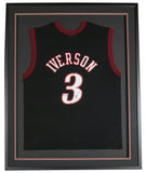 Allen Iverson Signed Framed Philadelphia 76ers Black 2000-01 M&N Jersey PSA/DNA