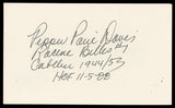 Pepper Paire Davis "HOF 11-5-88" Authentic Signed 3x5 Index Card BAS #BN35222