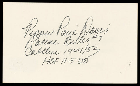 Pepper Paire Davis "HOF 11-5-88" Authentic Signed 3x5 Index Card BAS #BN35222