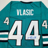 Autographed/Signed Marc-Edouard Vlasic San Jose Teal Hockey Jersey JSA COA