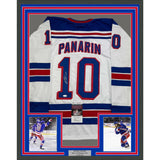 Framed Autographed/Signed Artemi Panarin 35x39 New York White Jersey JSA COA