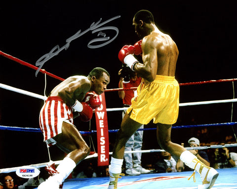 SUGAR RAY LEONARD AUTOGRAPHED 8X10 PHOTO VS. THOMAS HITMAN HEARNS PSA/DNA 177814