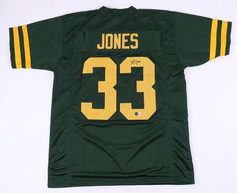 AARON JONES SIGNED AUTOGRAPHED GREEN BAY PACKERS #33 GREEN JERSEY BECKETT