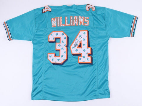 Ricky Williams Signed Miami Dolphins Jersey (JSA) Pot Leaves / Name & Number