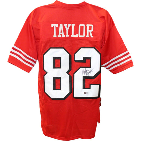 John Taylor Autographed/Signed Red Pro Style Jersey Beckett 45977