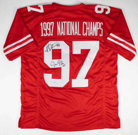 Jason Peter & Grant Wistrom Signed Nebraska Jersey "1997 National Champs" (PSA)