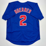 Autographed/Signed Nico Hoerner Chicago Blue Baseball Jersey Beckett BAS COA