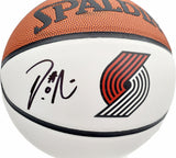 DAMIAN LILLARD AUTOGRAPHED TRAIL BLAZERS WHITE LOGO BASKETBALL BECKETT 195278