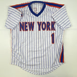 Autographed/Signed MOOKIE WILSON New York Pinstripe Baseball Jersey JSA COA Auto