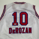 Autographed/Signed DeMar DeRozan Sacramento White KC Retro Jersey Beckett COA