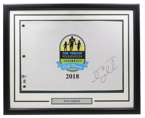 Tim Tebow Signed Framed Tebow Foundation Golf Classic Golf Flag BAS 488