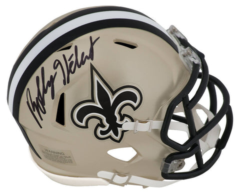 Bobby Hebert Signed New Orleans Saints Riddell Speed Mini Helmet -(SCHWARTZ COA)