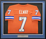 BRONCOS JOHN ELWAY AUTOGRAPHED FRAMED ORANGE JERSEY BECKETT WITNESS 221134