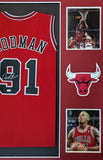 FRAMED CHICAGO BULLS DENNIS RODMAN AUTOGRAPHED SIGNED JERSEY JSA COA