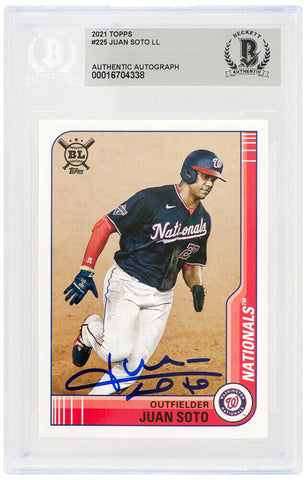 Juan Soto Signed Nationals 2021 Topps Big League Baseball Card #225 - (Beckett)