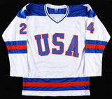 Rob McClanahan Signed 1980 Team USA White Jersey "1980 USA"(JSA) Miracle on Ice