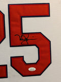 FRAMED IN SUEDE ST LOUIS CARDINALS MARK MCGWIRE "BIG MAC" AUTOGRAPHED JERSEY JSA