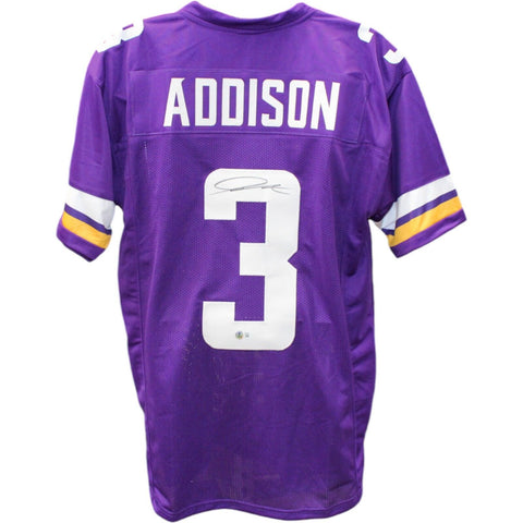 Jordan Addison Autographed/Signed Pro Style Purple XL Jersey Beckett 40946