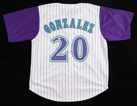 Luis Gonzalez Signed Arizona Diamondback Jersey (JSA COA)Game Winning Hit Game 7