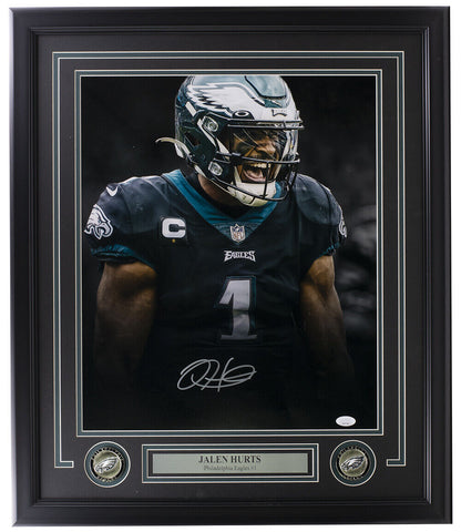 Jalen Hurts Signed Framed 16x20 Philadelphia Eagles Scream Photo JSA ITP