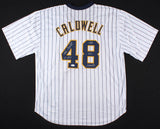 Mike Caldwell Signed Milwaukee Brewers Jersey with two Inscriptions (JSA COA)