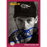 Gregg Olson Signed Baltimore Orioles 91 Studio Slabbed Trading Card BAS 48986