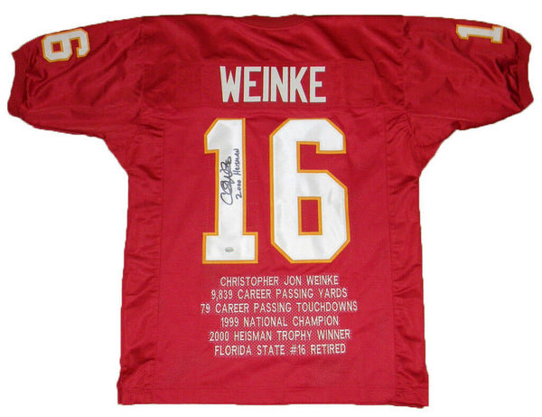 CHRIS WEINKE AUTOGRAPHED SIGNED FLORIDA STATE SEMINOLES #16 STAT JERSEY GTSM