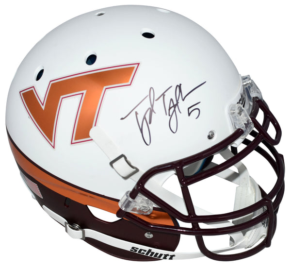 TYROD TAYLOR AUTOGRAPHED VIRGINIA TECH HOKIES WHITE AUTHENTIC HELMET JSA