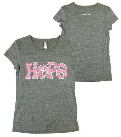 Official Favre 4 Hope Grey Ladies T-Shirt With Pink "Hope"