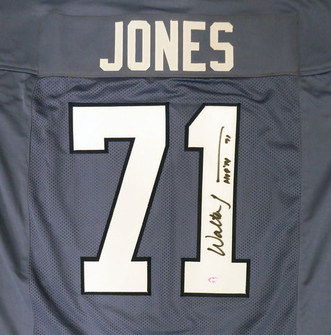 SEAHAWKS WALTER JONES AUTOGRAPHED 2002-2011 BLUE JERSEY HOF '14 MCS HOLO 159816