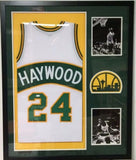 Spencer Haywood Signed SuperSonics 34x42 Custom Framed Jersey Inscribed "HOF 15"