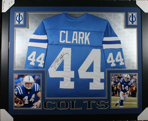 DALLAS CLARK (Colts blue SKYLINE) Signed Autographed Framed Jersey JSA