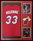 FRAMED ALONZO MOURNING SIGNED AUTOGRAPHED MIAMI HEAT JERSEY JSA COA