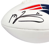 MAC JONES AUTOGRAPHED SIGNED PATRIOTS WHITE LOGO FOOTBALL BECKETT WITNESS 206521