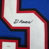 Framed Autographed/Signed Greg Rousseau 35x39 Buffalo Blue Jersey JSA COA